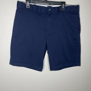 J.CREW Chino Shorts Men 35 Flex 9" Inseam Flat Front Blue Cotton Stretch H5020